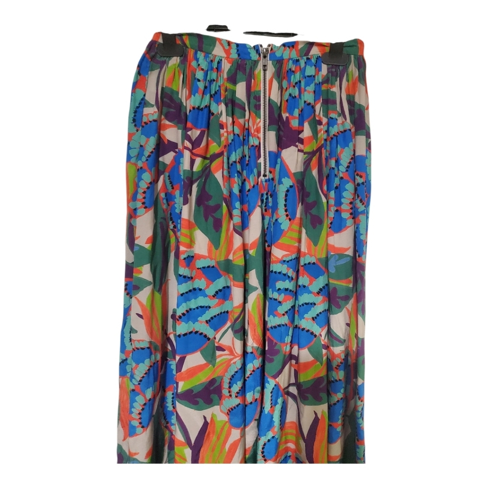 Womens IRIS & INK Vibrant Floral Print Pleated Maxi Skirt Size 4 Boho Tropical - Picture 2 of 6